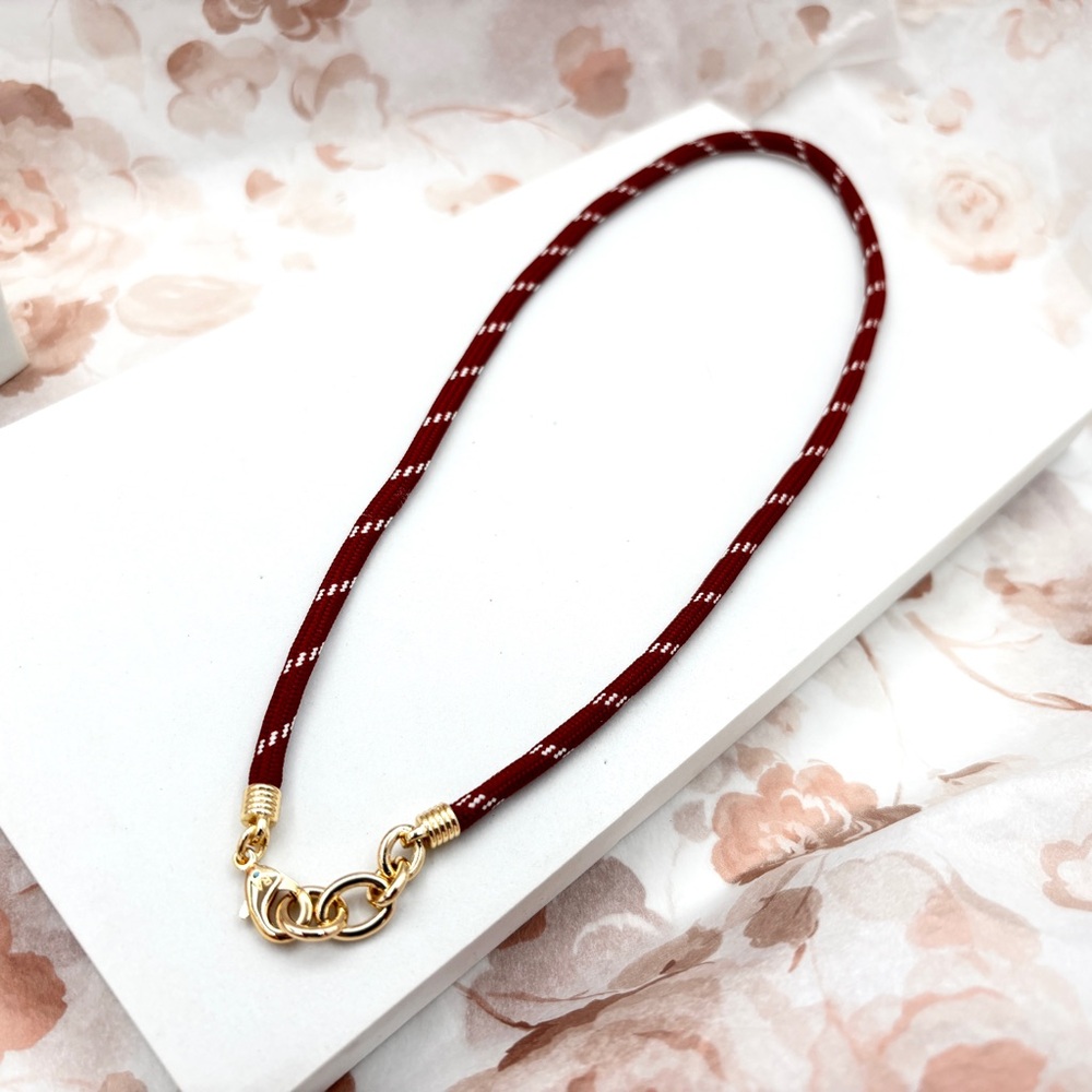 ROXANNE ASSOULIN The Happy Cord Charm Necklace burgundy Without Charm firm price - Picture 4 of 15